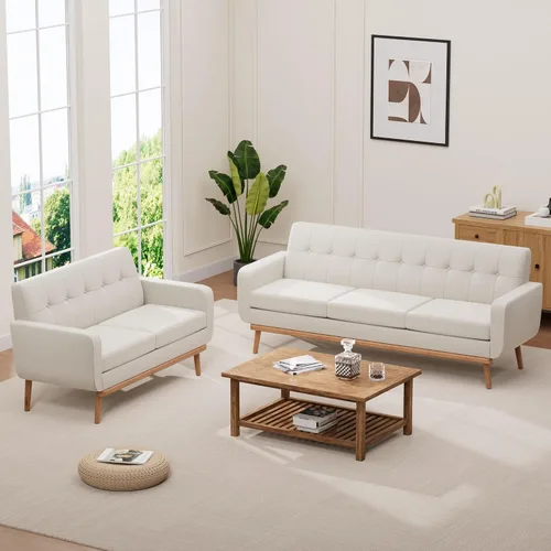 Vista 24 de HUIMO - Juego de muebles para sala de estar con botones, juego de muebles tapizados con botones para sala de estar, sofá moderno tapizado con marco