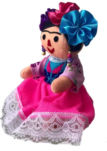 Vista 5 de Alkimia Inc Muñeca de trapo mexicana hecha a mano Maria Painter - 6.5 pulgadas (rosa)
