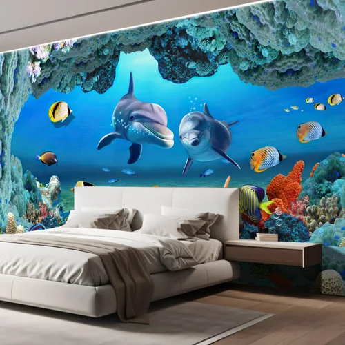 Vista 4 de wall26 - Mural de pared del hermoso mundo submarino removible. Papel pintado grande autoadhesivo - 66x96 pulgadas