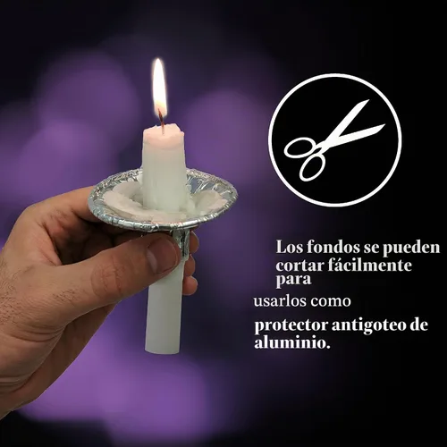 Vista 4 de OHR - Portavelas de papel de aluminio desechable extra pesado, Bobeches de goteo, paquete de 50