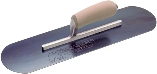 Vista 6 de Kraft Tool CF280B - Paleta de acero azul para piscina con mango de madera de camello, 16 x 5 pulgadas, multicolor