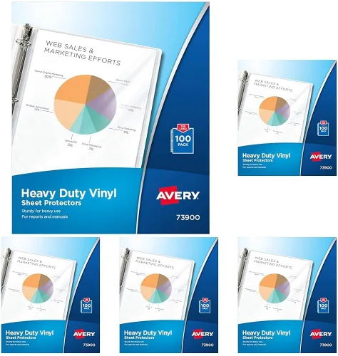 Vista 6 de Avery Protectores de láminas de vinilo transparentes resistentes, carga superior, 100 protectores de documentos (73900)