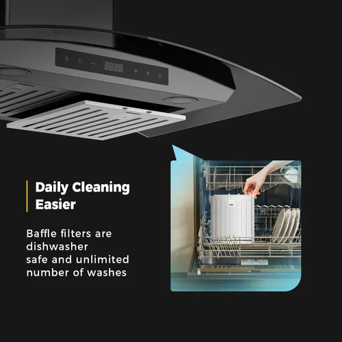 Vista 8 de Empava Campana extractora de montaje en pared de 30 pulgadas, ventilación de escape de estufa de cocina con conductos/sin conductos