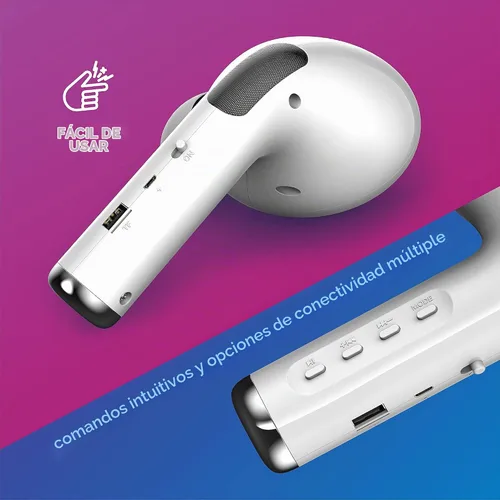 Vista 4 de Coby Altavoz Bluetooth portátil, altavoz inalámbrico en forma de auricular con graves profundos, radio FM, micrófono integrado, tarjeta TF y soporte