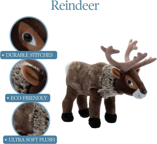 Vista 6 de The Petting Zoo - Muñeco de renos de peluche, regalos para niños, animales del zoológico Wild Onez, juguete de peluche Zoologee de reno de 12