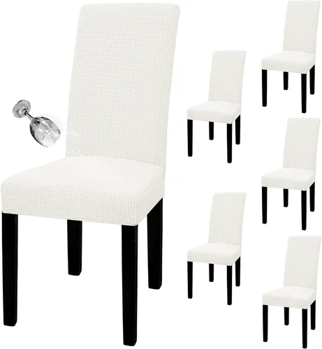 Vista 14 de Easy-Going - Juego de 2 fundas para sillas de comedor 100% impermeables, de tela Jacquard elástica, fundas protectoras removibles y lavables