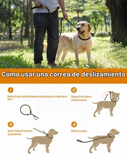 Vista 4 de lynxking Correa Deslizante para Perros de 5 6 8 PIES Correa de Entrenamiento para Perros Resistente de Servicio Pesado Trenzada Sin Tirones Correa