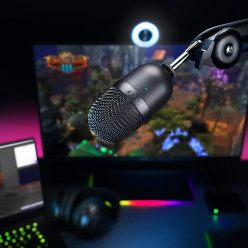 Vista 5 de Razer Seiren - Micrófono USB para transmisiones: Patrón de pastilla supercardioide preciso, calidad de grabación profesional, construcción ultra
