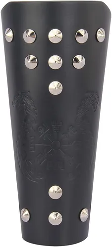 Vista 6 de Jeilwiy Brazaletes vikingos medievales de cuero, brazaletes de armadura de brazo, brazalete de cuero, guantelete punk para hombres y mujeres