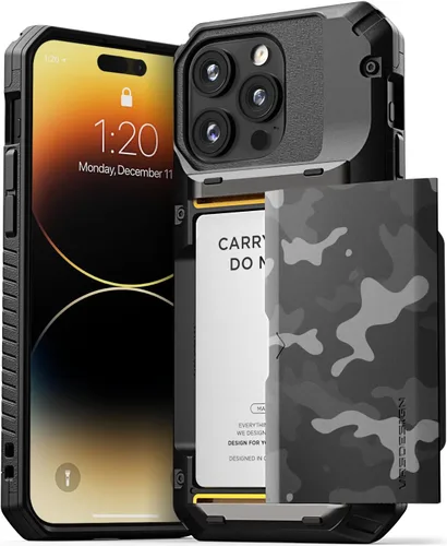 Vista 43 de VRS DESIGN Damda Glide Pro - Funda para iPhone 12 Pro Max, con [4 tarjetas] Premium Robusta [Semiautomática] Funda para tarjeta de crédito