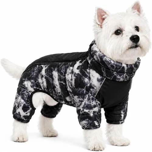 Vista 46 de Suéter para Perro ArmyGreen, Resistente al Viento, Reflectante - Chaqueta de Invierno Dirigible para S, M, L - Cremallera, Tallas Ajustables Verde