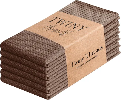 Vista 16 de TWINY threads Juego de toallas de cocina con diseño de diamante, 100% algodón, trapos grandes y trapos de lavado, absorbentes de secado rápido