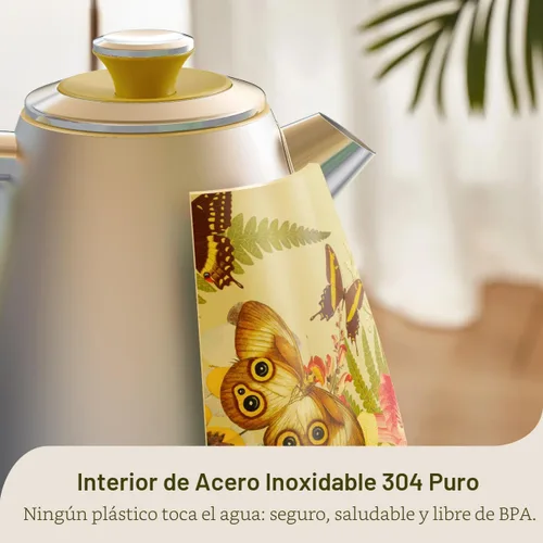 Vista 8 de Hazel Quinn X Eduardo Recife Hervidor Eléctrico - 1200W de Ebullición Rápida, 1.7L/57oz, Interior Todo de Acero Inoxidable 304, Libre de BPA Diseño