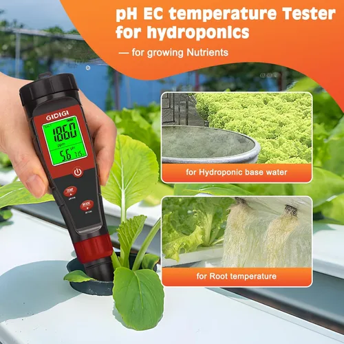 Vista 4 de Probador de pH Digital para Agua, Medidor de pH para Agua Hidropónica, Probador de TDS EC PPM para Nutrientes de Plantas, Medidor 4-en-1