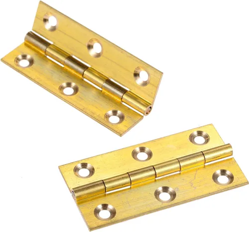 Vista 2 de dophee 4 mini bisagras de latón puro, bisagras plegables a tope para cajón, armario, puerta, joyero, muebles de madera, 2.5 pulgadas