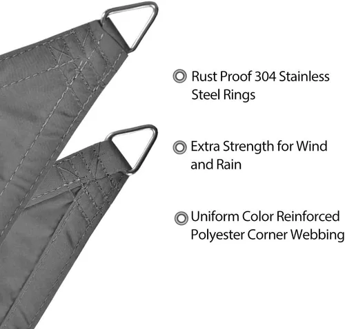 Vista 4 de Alion Home Toldo parasol tejido triangular impermeable de 10 x 10 x 10 pies en colores vibrantes (gris)
