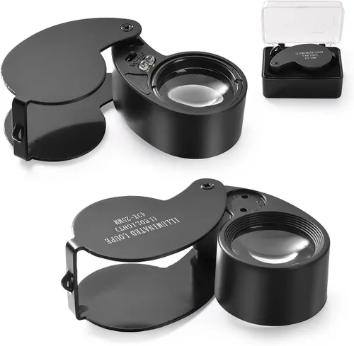 Vista 8 de 2 Piezas Lupas de Joyero 30X 60X 90X, Lupa Ocular Iluminada Deslizable con 3 Luces para Monedas Gemas Joyas Rocas Relojes (Negro)