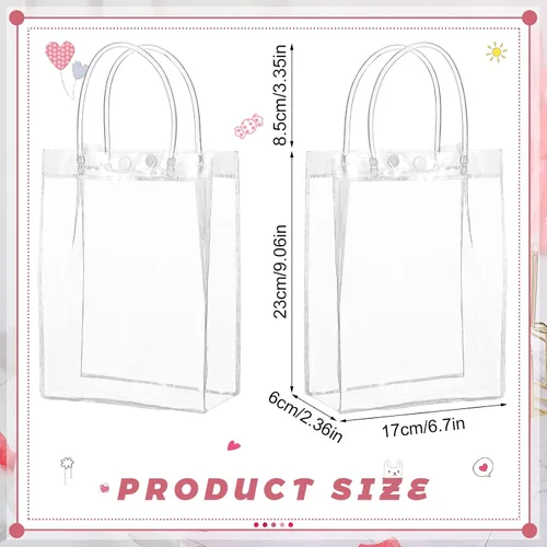 Vista 3 de Saintrygo Bolsas de regalo de PVC transparente con asas, bolsas de plástico reutilizables para compras transparentes para fiestas de Navidad, bodas