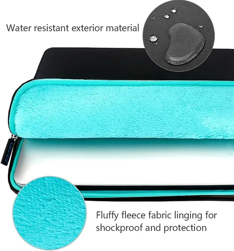 Vista 5 de Funda Lacdo de neopreno de 11-11.6 pulgadas para notebook, ultrabook, maletín, impermeable [con bolsillo de cierre exterior], Negro