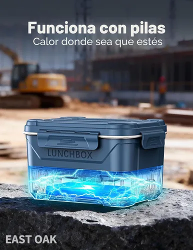 Vista 2 de EAST OAK Caja de almuerzo eléctrica inalámbrica para adultos, caja de almuerzo autocalentable recargable de 5.5 tazas - Calentamiento automático