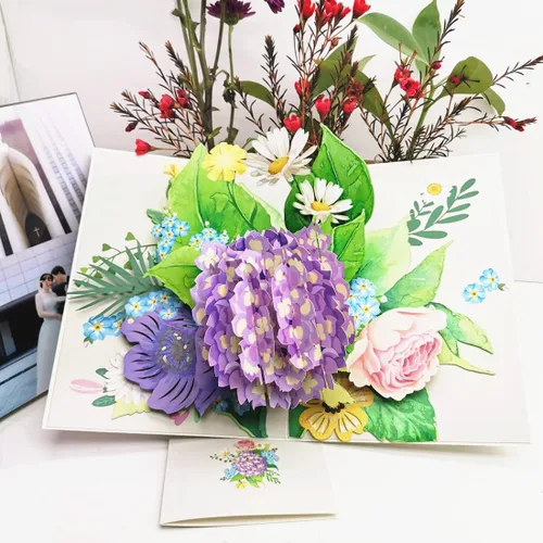 Vista 9 de Paquete de 5 tarjetas emergentes de flores, tarjetas de felicitación 3D, surtido para mujeres u hombres en todas las ocasiones, aniversario, día