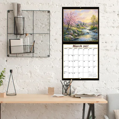 Vista 7 de Calendario 2027 – Calendario de pared 2027, enero de 2027 a diciembre de 2027, 12 x 24 pulgadas (abierto), calendario de 12 meses con fases lunares