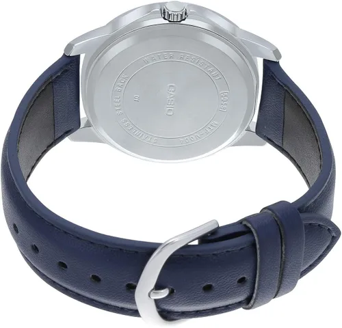 Vista 4 de Casio MTP-V004L-2B Reloj casual de cuero azul con esfera azul para hombre