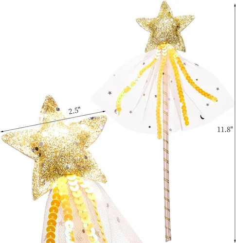 Vista 2 de Mezchi 12 varitas de princesa para niñas pequeñas, varita mágica de 12 pulgadas para niños, varita de hadas con purpurina, varitas de princesa