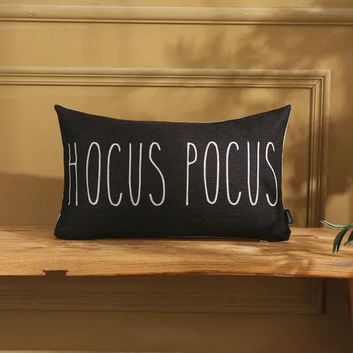 Vista 3 de TRENDIN Funda de almohada de Halloween de 12 x 20 pulgadas para sofá, decoración de Halloween, funda de cojín lumbar de lino Hocus Pocus, funda