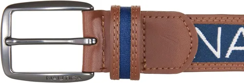 Vista 2 de Nautica Men's Signature Logo Ribbon with Leather Trim Belt