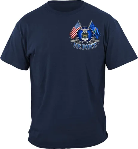 Vista 2 de Collections Etc Camiseta militar unisex con doble bandera Air Force XL