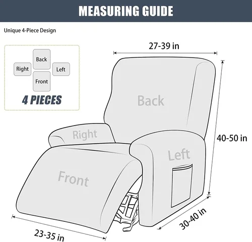 Vista 6 de Funda de terciopelo para sofá reclinable con abertura, funda elástica para sofá reclinable, funda elástica para muebles antideslizantes con parte