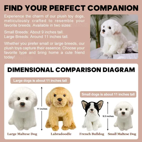 Vista 6 de Animal de peluche maltés, peluche de perro realista, animal de peluche realista, mascota de compañía, juguetes esponjosos de perrito de peluche