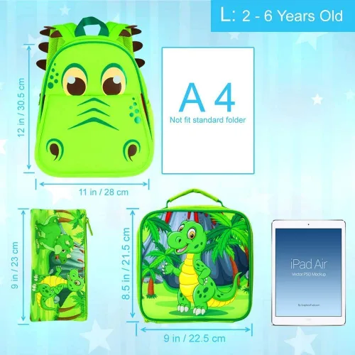 Vista 3 de CCJPX Mochila para niños y niñas, 12.5 pulgadas, dinosaurio, unicornio, preescolar, mochila escolar linda para jardín de infantes