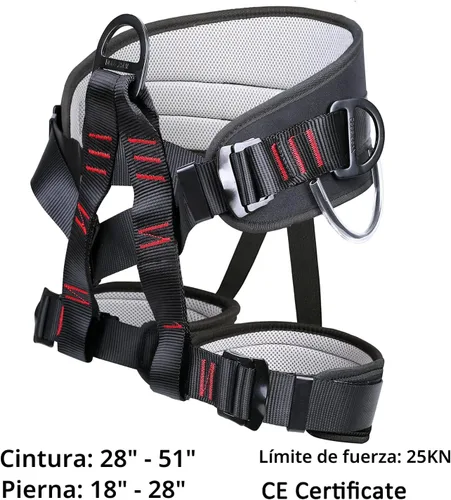 Vista 3 de Arnés de escalada de grosor ajustable, arneses de medio cuerpo para rescate de incendios, espeleología, escalada en roca, rapel, árbol, proteger