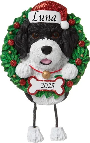 Vista 5 de Adornos personalizados para árbol de Navidad 2024 para mascotas – Razas de perros Beagle – Adorno personalizado de Feliz Navidad – Recuerdo