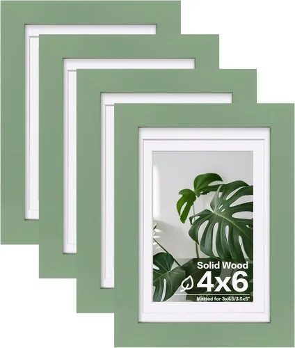 Vista 12 de Egofine - Marcos de fotos de 4 x 6 pulgadas (4 unidades) cubiertos por plexiglás, para fotos de 3 x 4.5 pulgadas / 3.5 x 5 pulgadas con paspartú