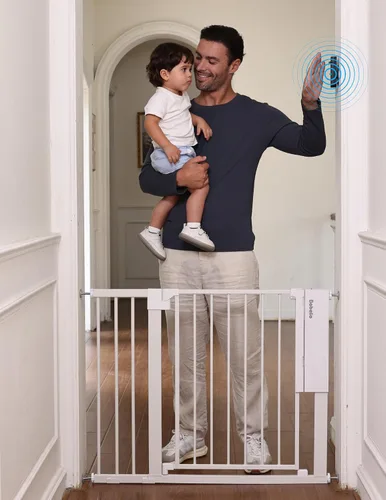 Vista 13 de Babelio - Puerta inteligente para bebé con apertura automática/cierre, montada a presión, sin taladro, para puertas/parte superior de escaleras.