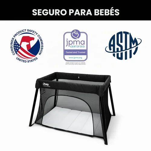 Vista 5 de Jeep Horizon Compact Travel 2 en 1 - Patio de juegos y moisés, color negro