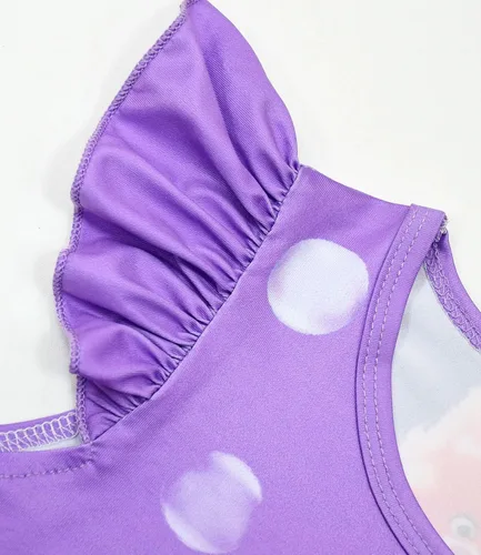 Vista 3 de Wekoyaee Vestidos casuales de verano para niñas, trajes lindos de princesa de dibujos animados