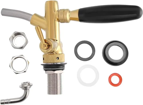 Vista 2 de Grifo de cerveza con control de flujo, grifo de cerveza ajustable de vástago largo, grifo de barril de cerveza Adurable, vástago cromado G5/8 grifo