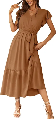 Vista 47 de PRETTYGARDEN Vestido largo bohemio floral de verano para mujer Melocotón Floral