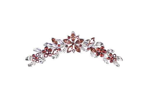 Vista 9 de Faship Hermoso peine de pelo floral de cristal de diamantes de imitación negro