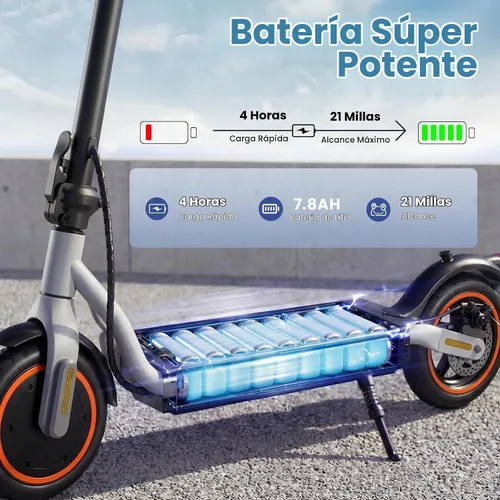 Vista 4 de Scooter eléctrico - Scooter eléctrico para adultos y adolescentes Negro - Rojo