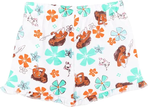 Vista 3 de Disney Frozen Moana Princess Tiana - Conjunto de camiseta con peplum floral y pantalones cortos de felpa francesa para niños pequeños a grandes