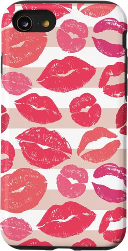 Vista 17 de iPhone 16 - Funda con diseño de beso y lápiz labial rosa