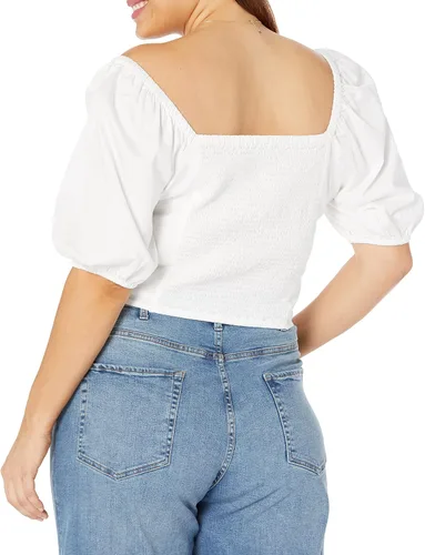 Vista 5 de The Drop Annie Sweetheart - Camiseta de manga abullonada con escote corazón para mujer