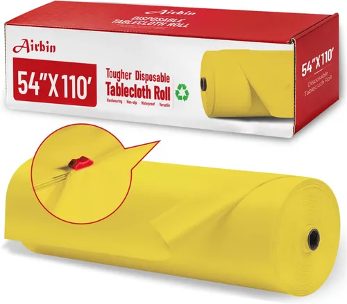 Vista 11 de Mantel de plástico, 110 pies x 54 pulgadas en rollo desechable de plástico