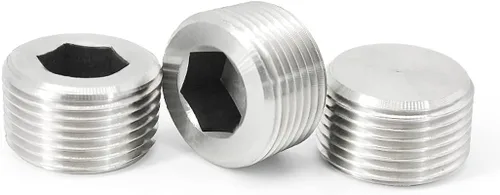 Vista 2 de SDTC Tech Paquete de 5 accesorios de enchufe de tubería 1/4 "NPT macho rosca 304 de acero inoxidable interno hexagonal adaptador avellanado