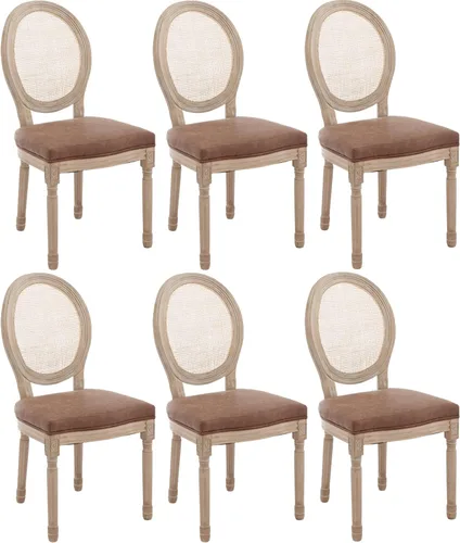 Vista 15 de Kmax Sillas de comedor estilo granja, patas de madera marrón, elegantes sillas de cocina copetudas, sillas de dormitorio francesas desgastadas